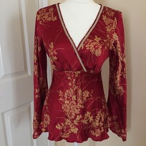 Red silk blouse, size M